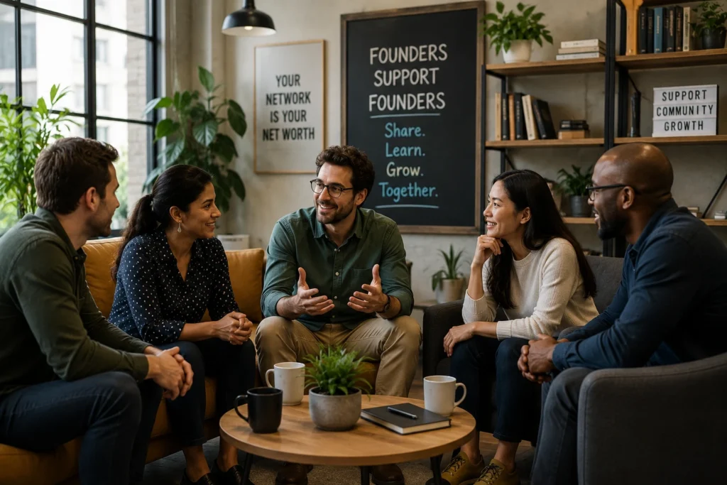 Founder peer support network and community collaboration