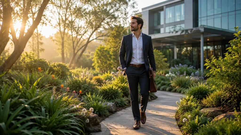 Founder Mental Health: Business walk through serene garden pathway