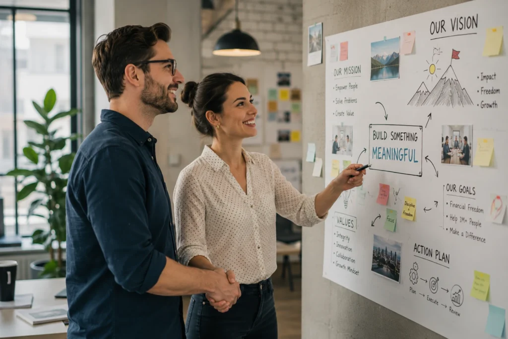 Co-founder Conflict Resolution Coaching: The Real Fights Aren't on Your Cap Table 4 Team brainstorming in a modern office- co-founder conflict coach London